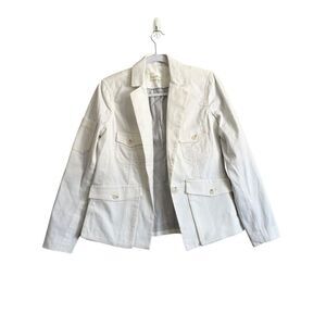 Anthropologie Utility Blazer Women 2 White Pockets Lined Officecore‎ Business
